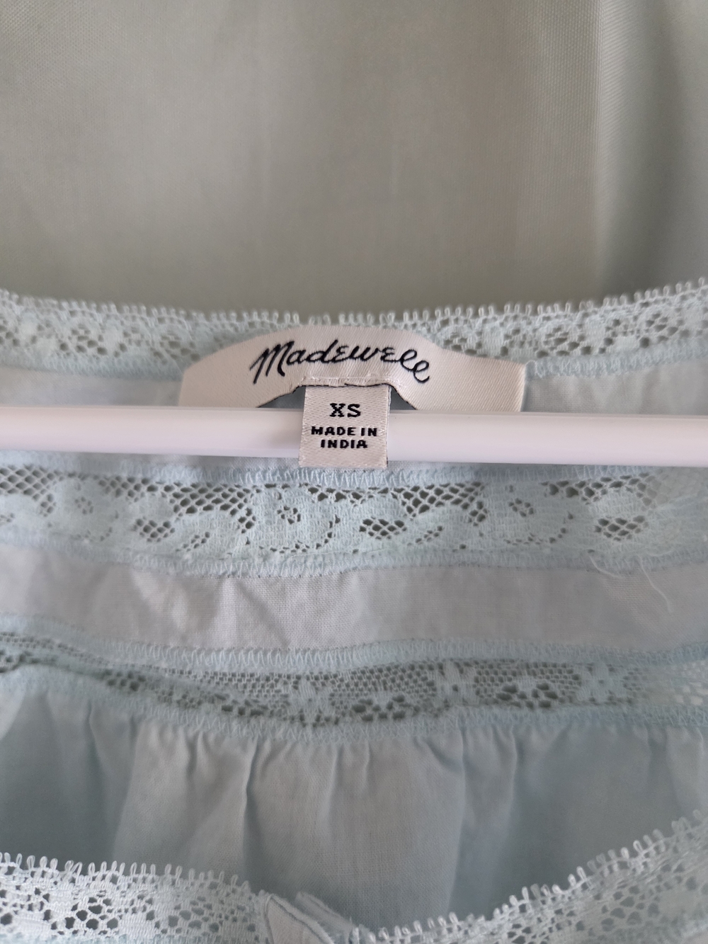 Madewell Light Blue Lace Trim Button-Front Sleeveless Top - Picture 3 of 3